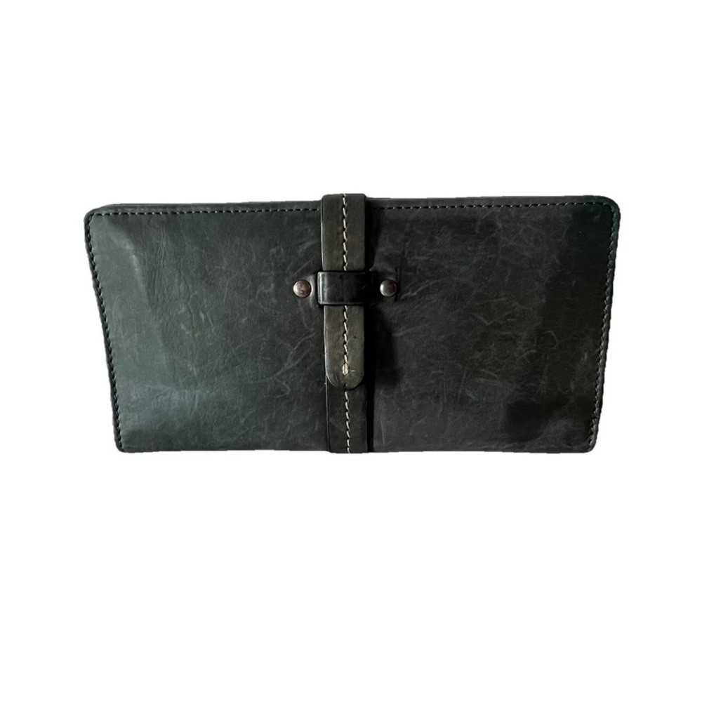 Genuine Leather Cotton Lined Artisanal Minimalist Gray Slim Large Women’s Wallet